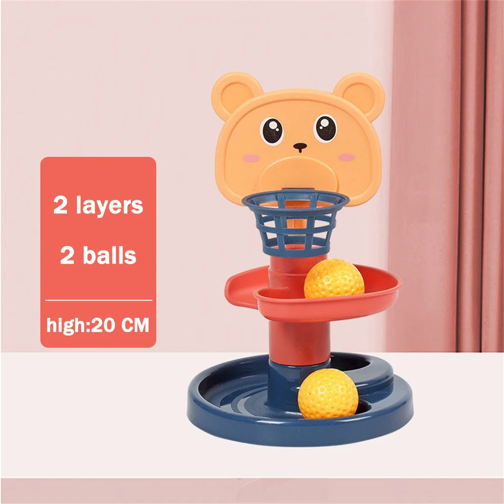 Montessori Baby Toys Rolling Ball Pile Tower Early Educational Toy for Babies Rotating Track Baby Gift Stacking Toy for Children