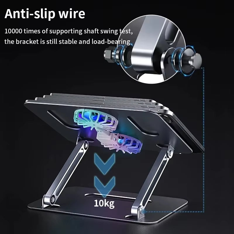 Foldable Laptop Tablet Stand with Cooling Fan Heat Dissipation Aluminum for Desktop Macbook Air Pro Stand Notebook Holder Cooler