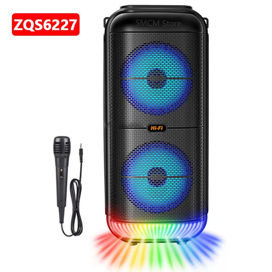 Peak Power 1200W Super Large Outdoor Bluetooth Speaker 6 Inch Double Horn Subwoofer Portable Wireless Column Bass Sound with Mic