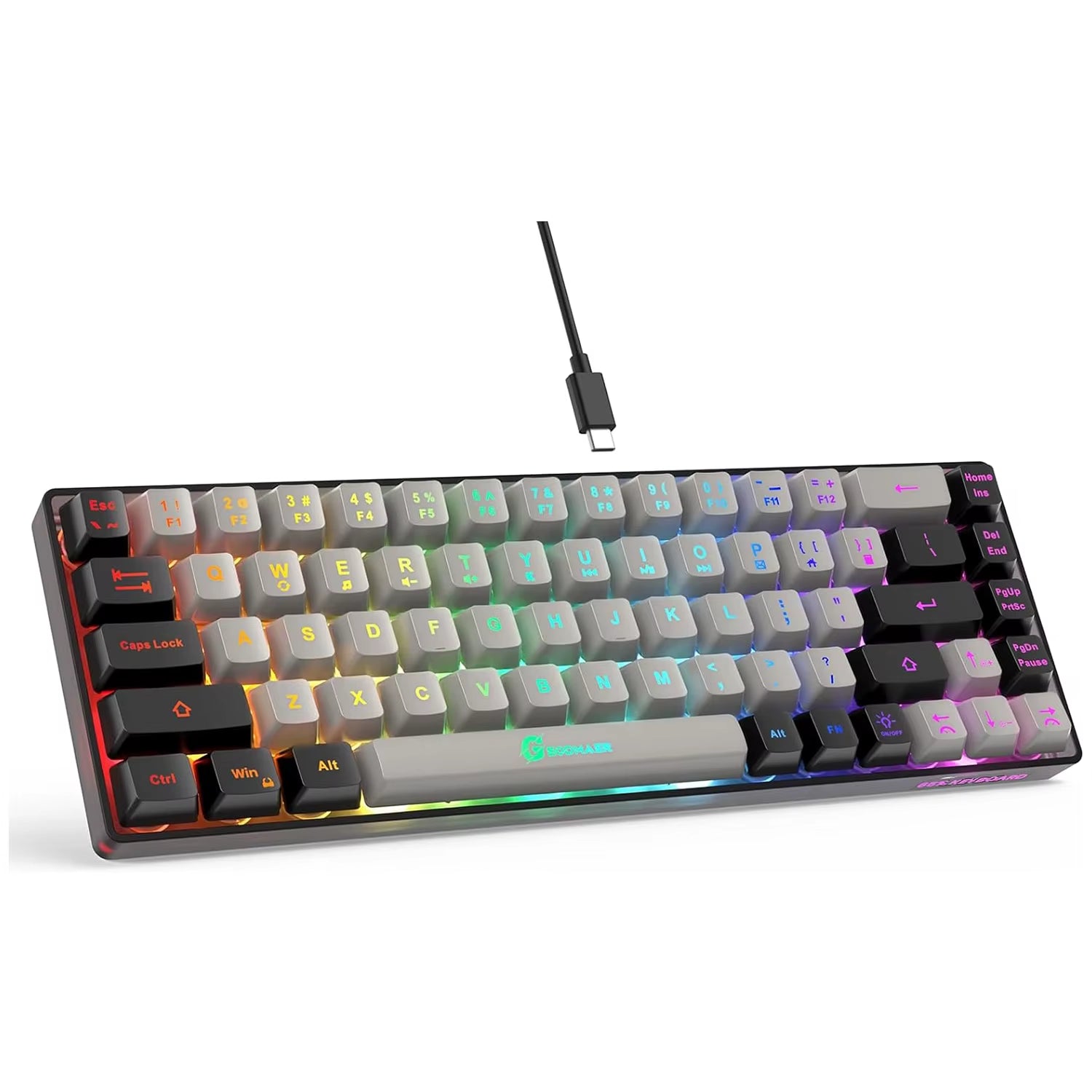 Gaming Keyboard, Wired Backlit Mini Keyboard, Ultra-Compact 68 Keys Membrane Gaming Wired Keyboard for PC Laptop Mac