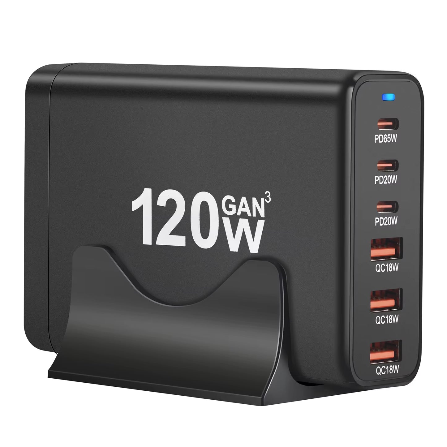 120W Gan 6 Ports USB C Fast Charging Station Hub Block Portable Wall PD Charger Power for Macbook Iphone Samsung Galaxy Xiaomi