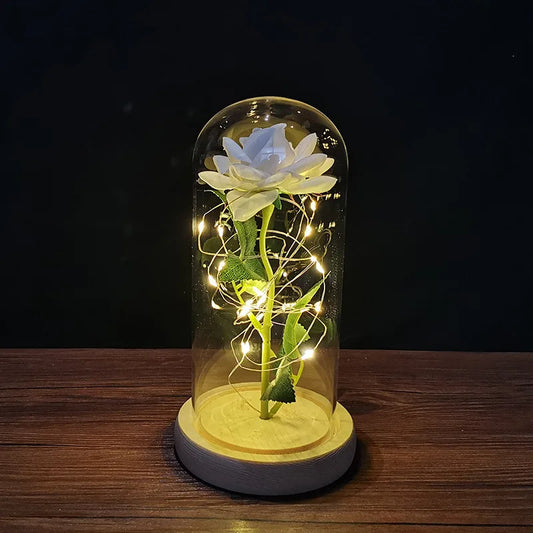 Valentines Day Gift for Girlfriend Eternal Rose LED Light Foil Flower in Cover Mothers Day Wedding Favors Bridesmaid Gift