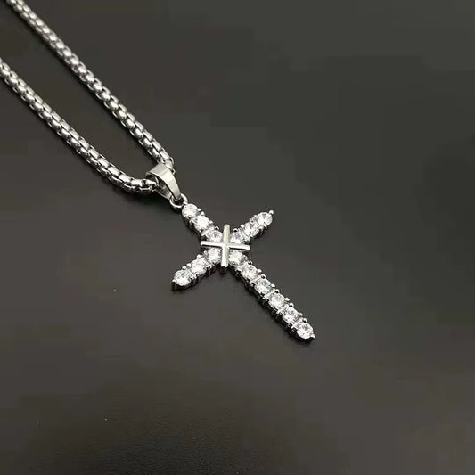 Fashion Female Cross Pendants Dropshipping Gold Black Color Stainless Steel Jesus Cross Pendant Necklace Jewelry for Men/Women