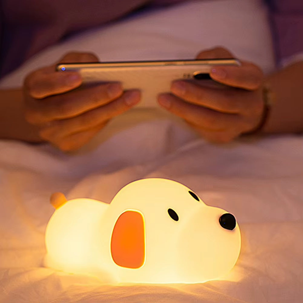 Puppy Lamp Silicone Dog LED Night Lights Touch Sensor Colors USB Rechargeable Bedside Mood Light for Children Baby Toy Gift