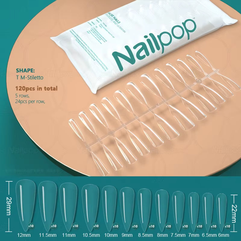 120Pcs False Nails Acrylic Press on Nails Coffin Artificial Nails Clear Fake Nail Tips for Extension Manicure Tool