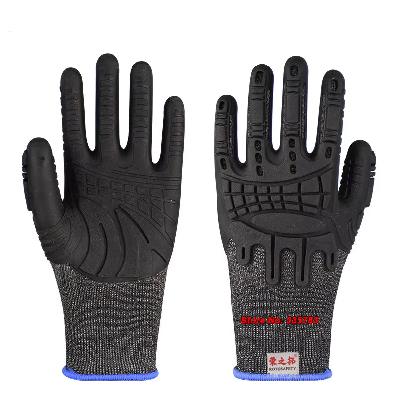 TPE 330 Mechanical Gloves Back of Hand Anti-Smash Palm Non-Slip Strong Grip Application Widely Rescue Damping Protective Gloves