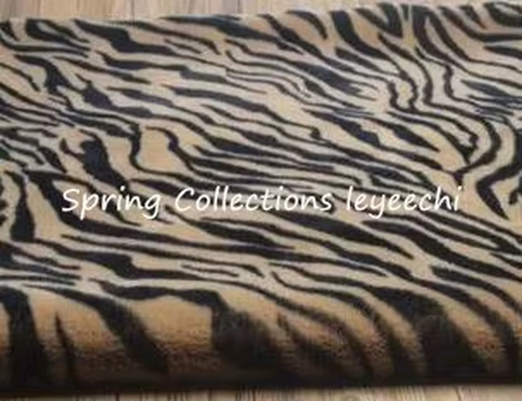 160*50Cm Imitation Rabbit Fur Print Leopard Tiger Pattern Pile1Cm Faux Fur Fabric,Cushion,Cosplay Vest ,Shawl Decoration Fabric