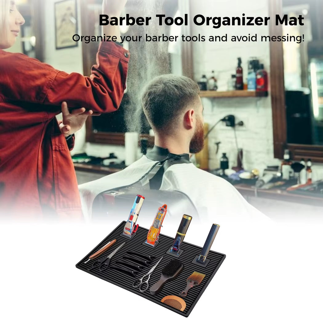 Barber Tool Organizer Mat Flexible Silicone Barber Tool Pad Magnetic Salon Barbershop Work Station Pad Barbershop Counter Mat