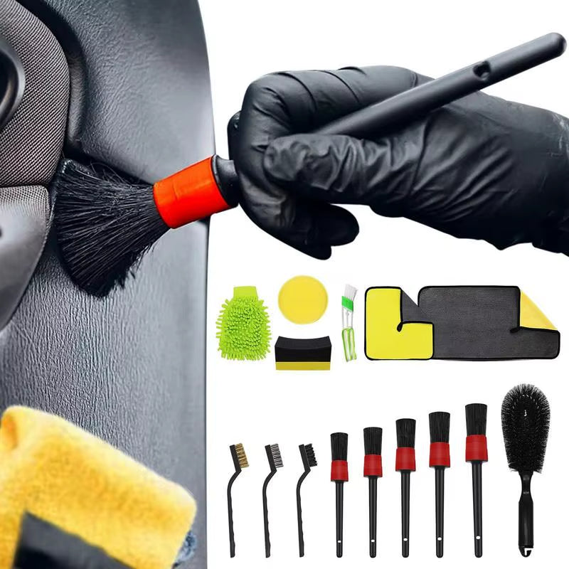 15Pcs/Set Car Detailing Body Interior Cleaning Tools Kit Brush Foam Sponge Microfiber Towel Gloves Water Wash Auto Acessories