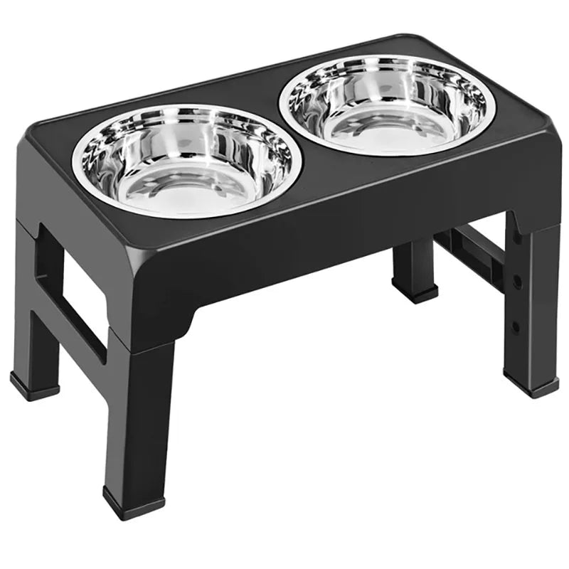 Dog Bowls Double Adjustable Elevated Feeder Pet Feeding Raise Stainless Steel Cat Food Water Bowls with Stand Lift Dining Tabel