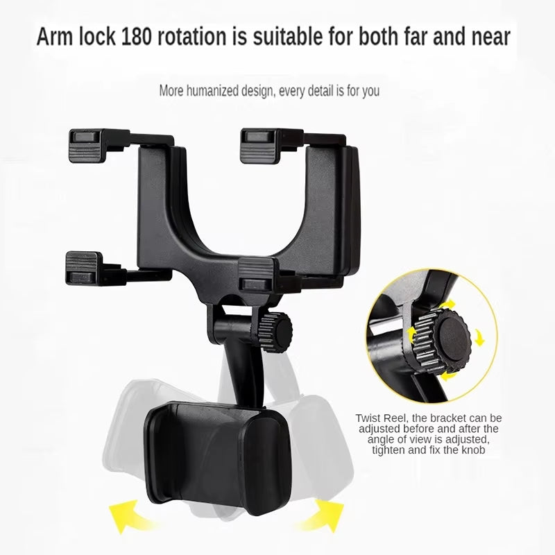 Car Rearview Mirror Phone Holder Adjustable Phone Stand Black Smartphone Car Holder for Phone Mobile Phone Accessories