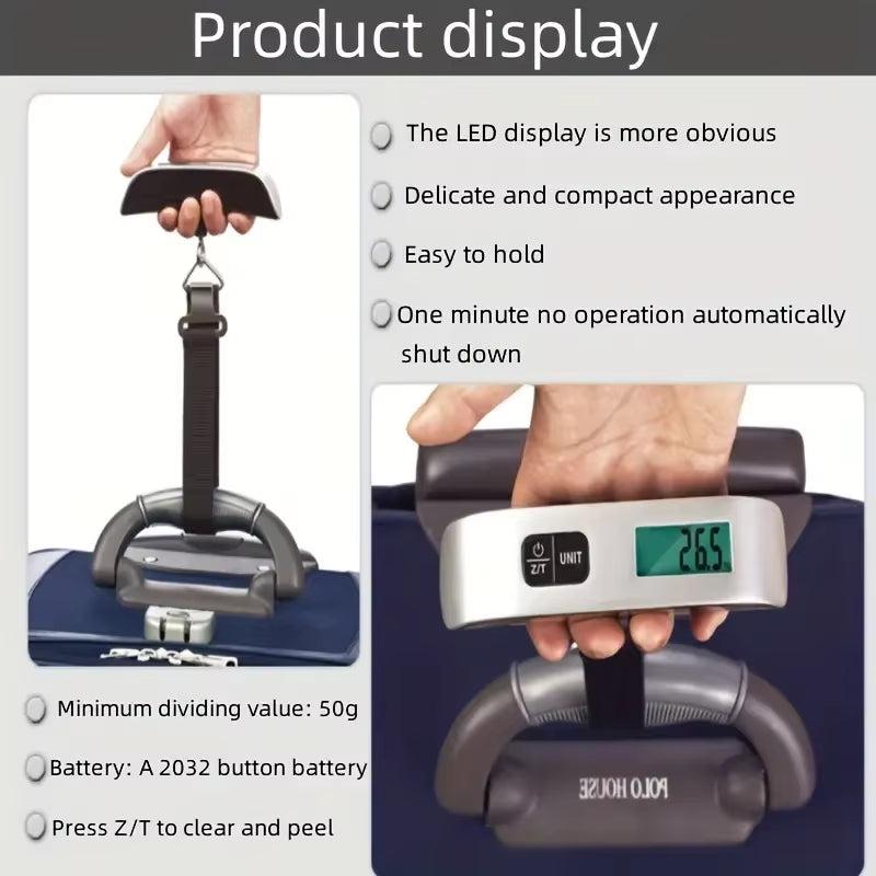 Digital Luggage Scale 110Lbs Hanging Baggage LCD Display Portable Suitcase Weighing Scale Travel Luggage Weight Scale Tool