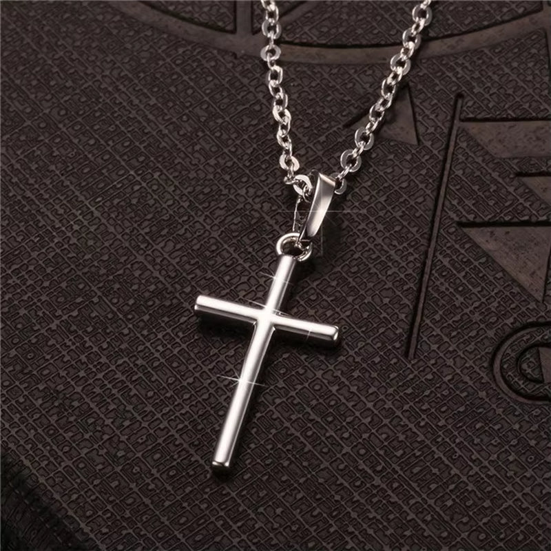 Fashion Female Cross Pendants Dropshipping Gold Black Color Stainless Steel Jesus Cross Pendant Necklace Jewelry for Men/Women