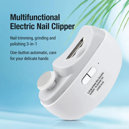 Electric Nail Clipper Grinding and Polishing with Light Automatic Nail Trimmer Rechargeable Nail Cutter Manicure for Baby Adult