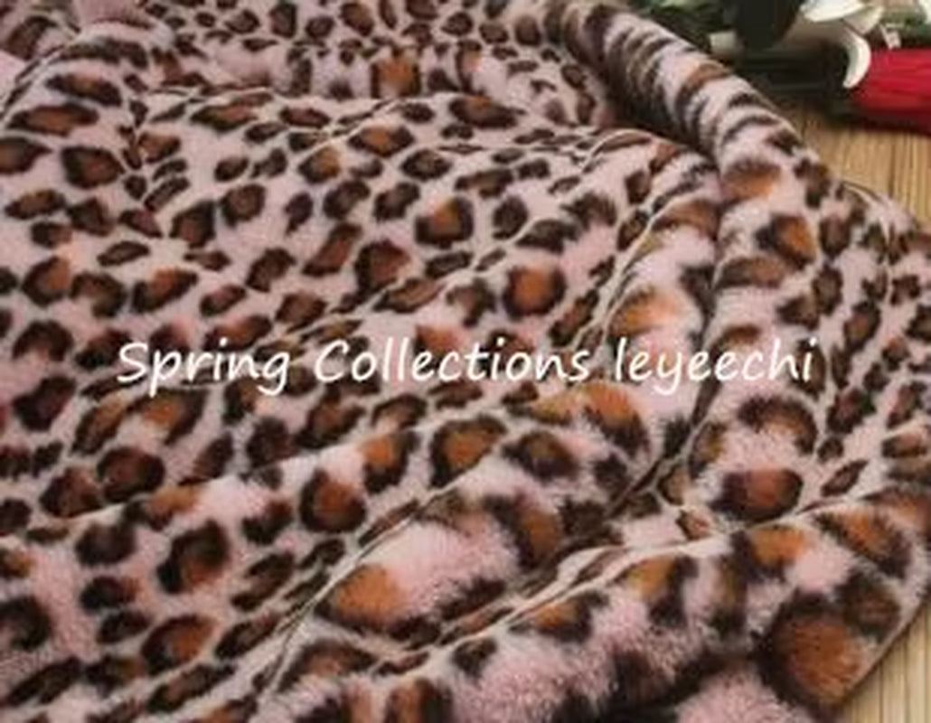 160*50Cm Imitation Rabbit Fur Print Leopard Tiger Pattern Pile1Cm Faux Fur Fabric,Cushion,Cosplay Vest ,Shawl Decoration Fabric