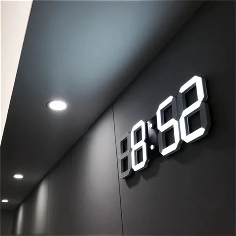 Digital Wall Clock 3D LED Date Time Celsius Nightlight Display Table Desktop Clocks Alarm Clock for Living Room Home Decoration