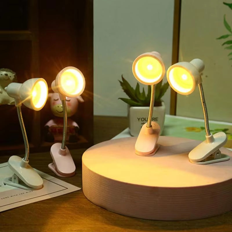 Cute Mini Lamp to Read Book Eye Protection Rotatable Reading Lamp with Clamp Reading Lights for Books Desk Table Bedroom