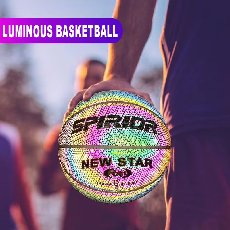 Reflective Basketball Balls Size 7 Wear-Resistant Luminous Night Light Ball Glowing Basketball Accessories for Kids Women Men