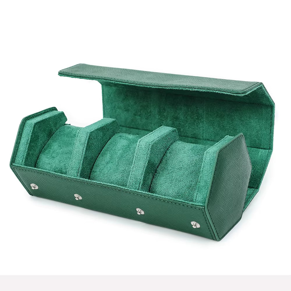 Luxury Genuine Leather Watch Roll Watch Storage Box Travel Watch Case Gift Box Green Watch Pouch