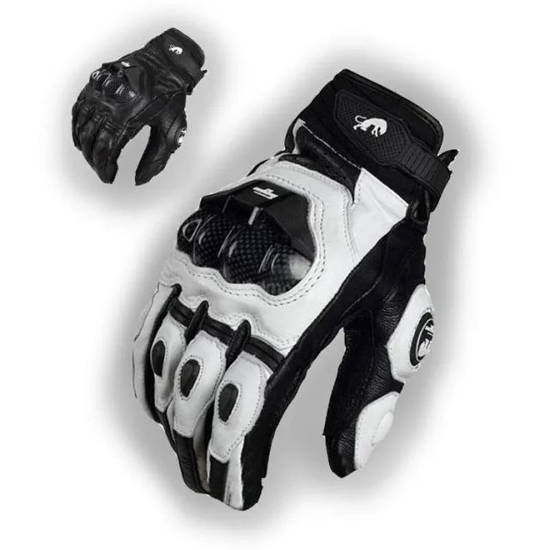 Motorcycle Gloves Black Racing Genuine Leather Motorbike White Road Riding Team Glove Men Summer Winter