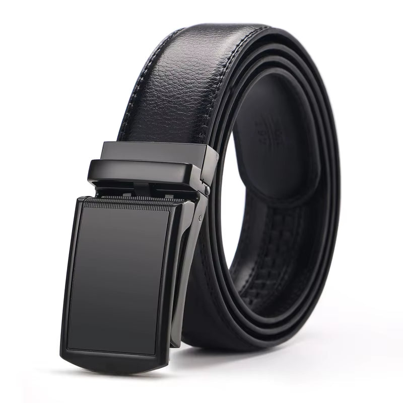 Men'S Ratchet Click Belt Genuine Leather Dress Belt for Men Jeans Holeless Automatic Sliding Buckle Black Brown Belts Cin