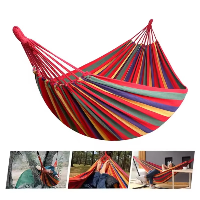 Outdoor Thickened Canvas Hammock Camping Outdoor Swing Net Hed anti Rollover Striped Hanging Chair Hammock