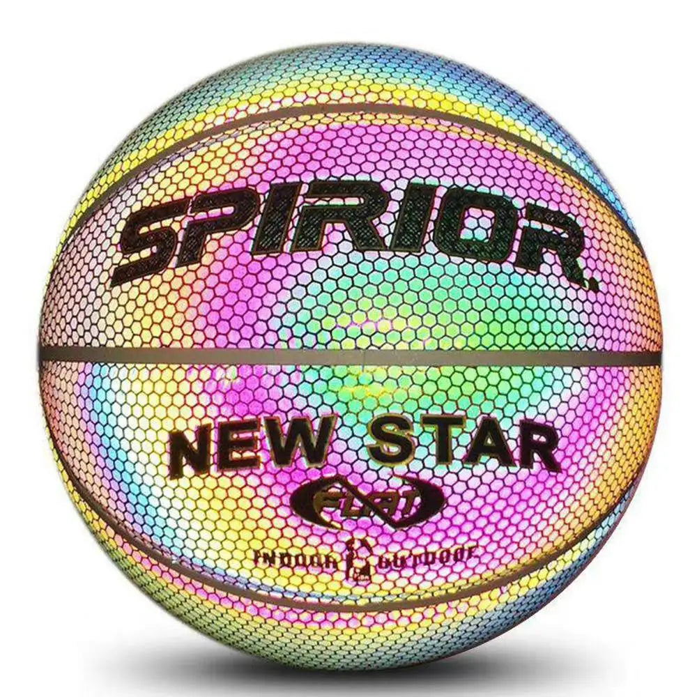 Reflective Basketball Balls Size 7 Wear-Resistant Luminous Night Light Ball Glowing Basketball Accessories for Kids Women Men