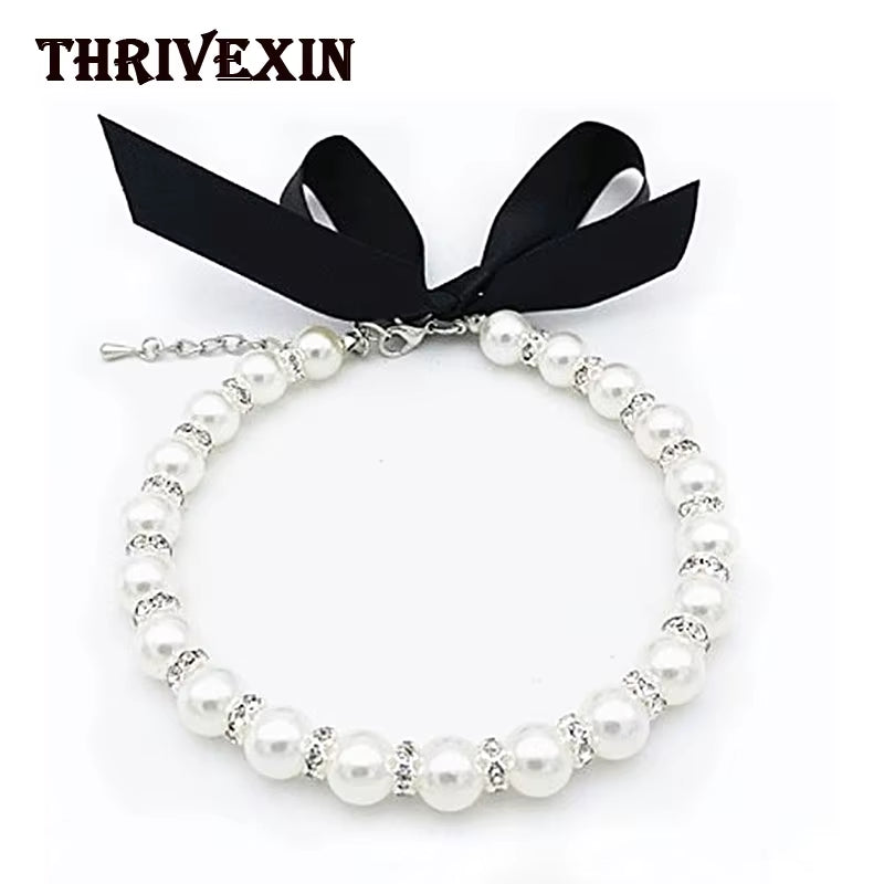 Pearls Pet Dog Collar Four Color Available Pet Necklace Jewelry Puppy Cat Wedding Collar Jewelry Accessories for Female Dogs