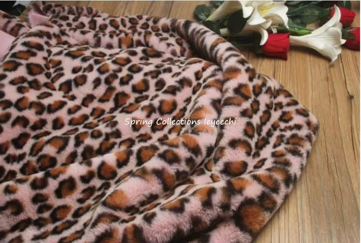 160*50Cm Imitation Rabbit Fur Print Leopard Tiger Pattern Pile1Cm Faux Fur Fabric,Cushion,Cosplay Vest ,Shawl Decoration Fabric