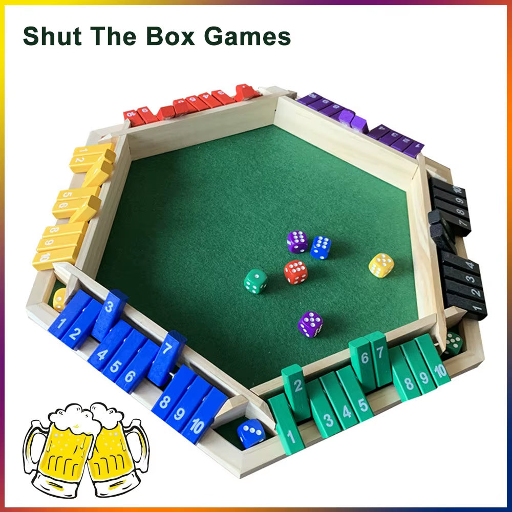 Shut the Box Dice Game Wooden Board Games Digital Game Toy Acrylic Printing Parent-Child Interaction Thinking Ability