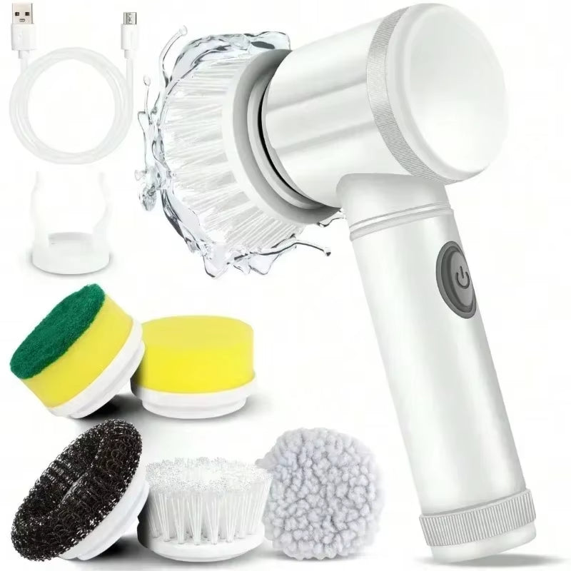 New Power Scrubber 5 Replaceable Brush Heads Electric Spin Scrubber Bathroom Cleaning Brush Power Scrubber Electric Brush Home