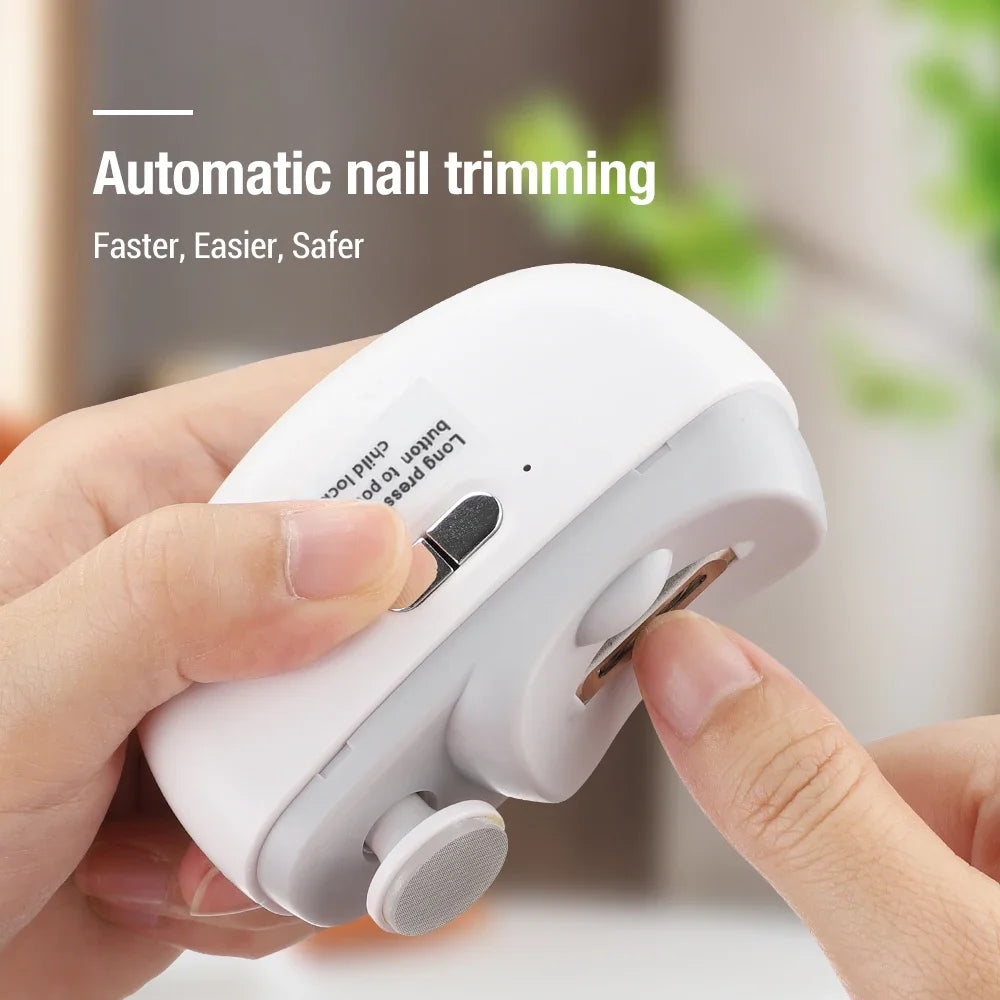 Electric Nail Clipper Grinding and Polishing with Light Automatic Nail Trimmer Rechargeable Nail Cutter Manicure for Baby Adult