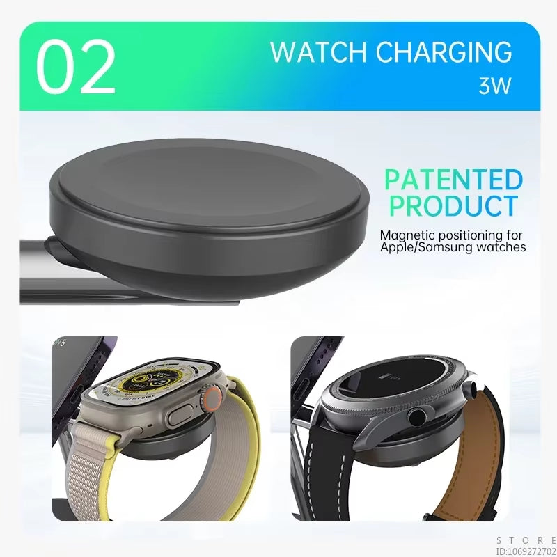 Qi2 3 in 1 Magnetic Wireless Charger 15W Fast Charging for Iphone 12/13/14/15/16 Series, Iwatch 1-9 and Airpods / TWS Chargers