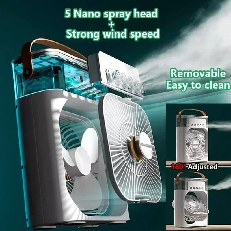 Portable Air Conditioner Fan Household Hydrocooling Water Mist Cooler Portable Air Adjustment for Office 3 Speed Fan