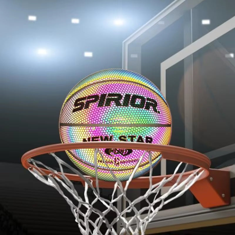 Reflective Basketball Balls Size 7 Wear-Resistant Luminous Night Light Ball Glowing Basketball Accessories for Kids Women Men