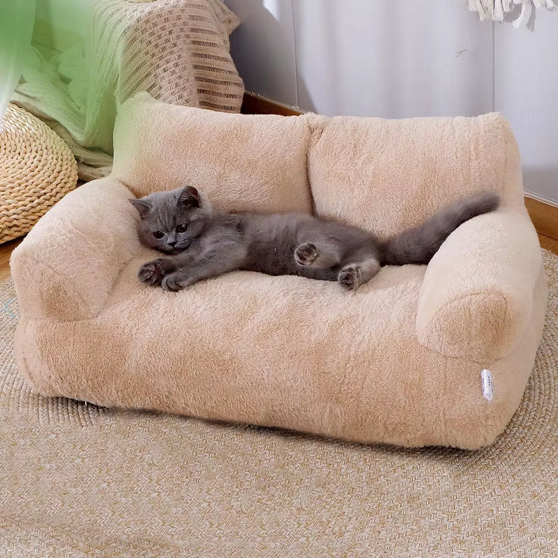 Pet Bed for Cats Sofa Winter Warm Dog Bed Soft Sofa for Dog with Bunny down Bottom Waterproof Dog Sofa Puppy Bed with Backrest