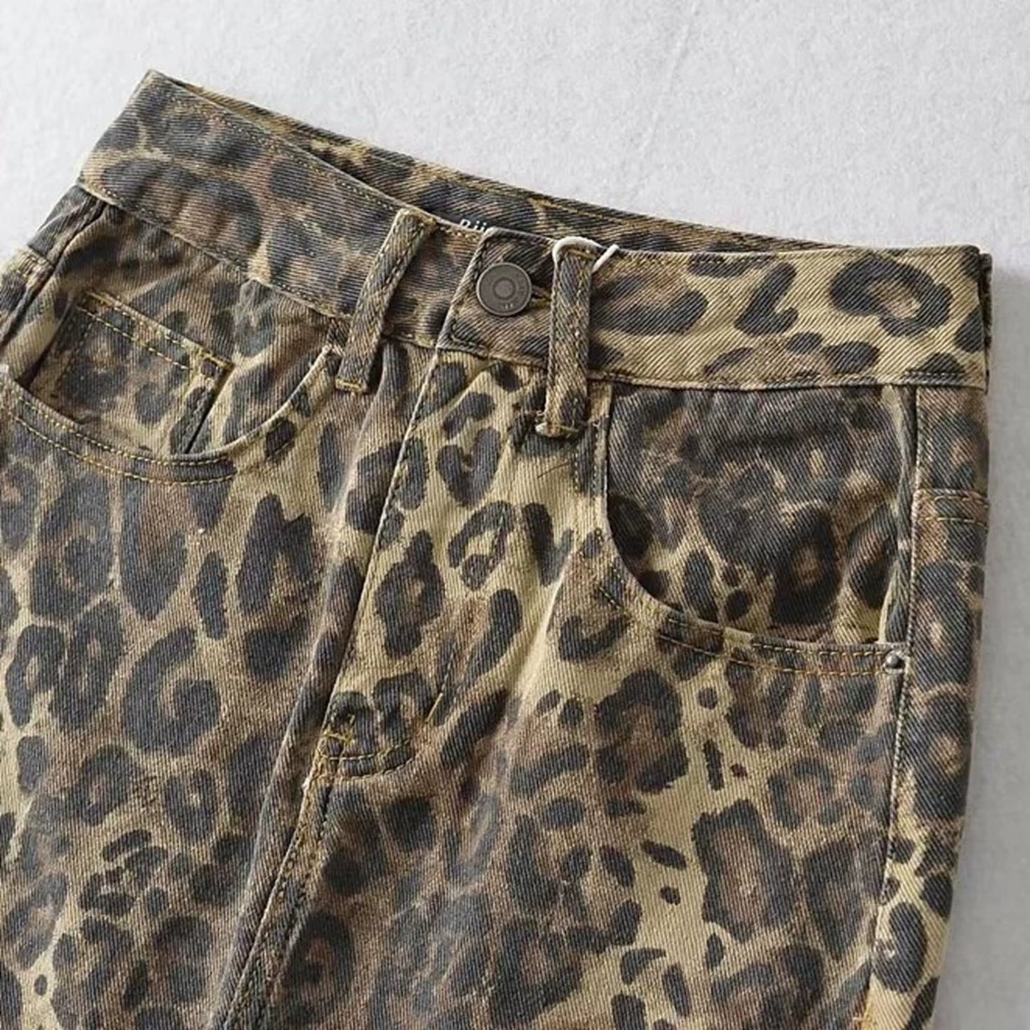 Leopard Print Denim Skirts for Women Y2K Fashion High Waisted Mini Jeans Skirt Faldas Streetwear Korean Style Ladies Skirts 스커트