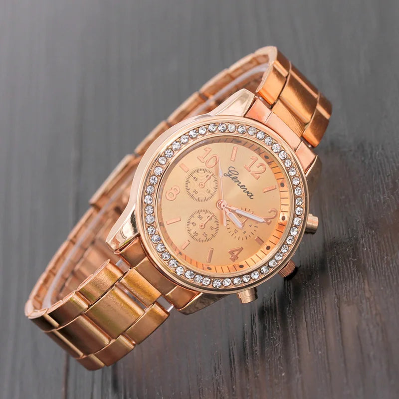 Geneva Luxury Rhinestone Watch Women Classic Watches Fashion Ladies Watch Women'S Relogio Feminino Reloj Mujer Metal Wristwatch