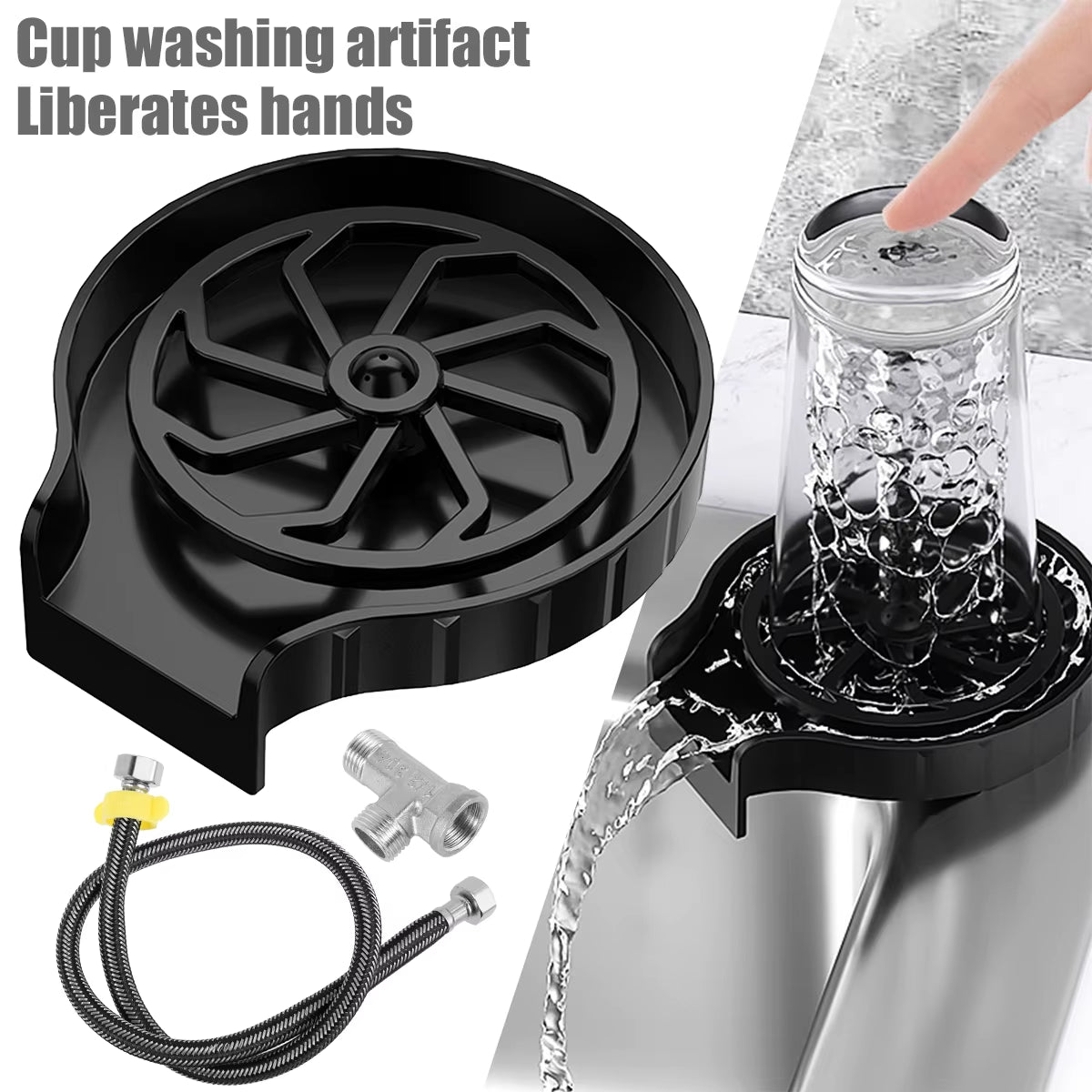 Automatic Glass Rinser Cup Cleaner Cup Washer Multi-Angle Spray Hole Coffee Cup Washing Tools Kitchen Sink Pitcher Washer