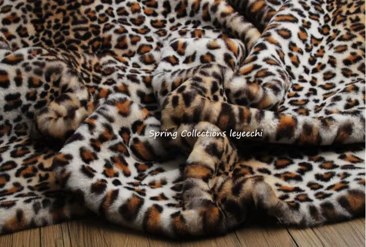 160*50Cm Imitation Rabbit Fur Print Leopard Tiger Pattern Pile1Cm Faux Fur Fabric,Cushion,Cosplay Vest ,Shawl Decoration Fabric