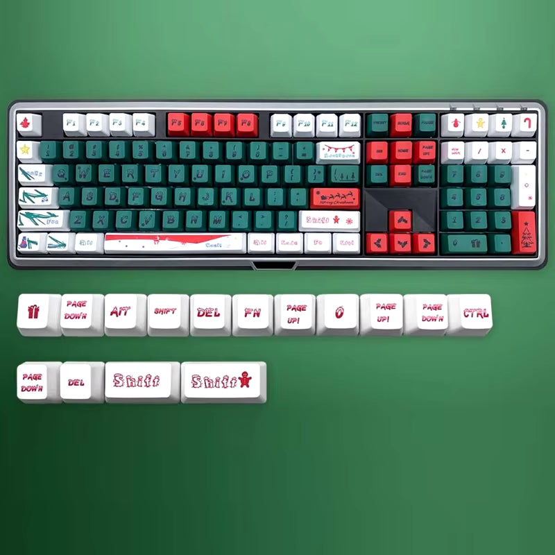 123Keys Christmas Themed Keycap OEM Height PBT Sublimation PBT Festive Keyswitch Keycap for Mechanical Keyboard Swiches