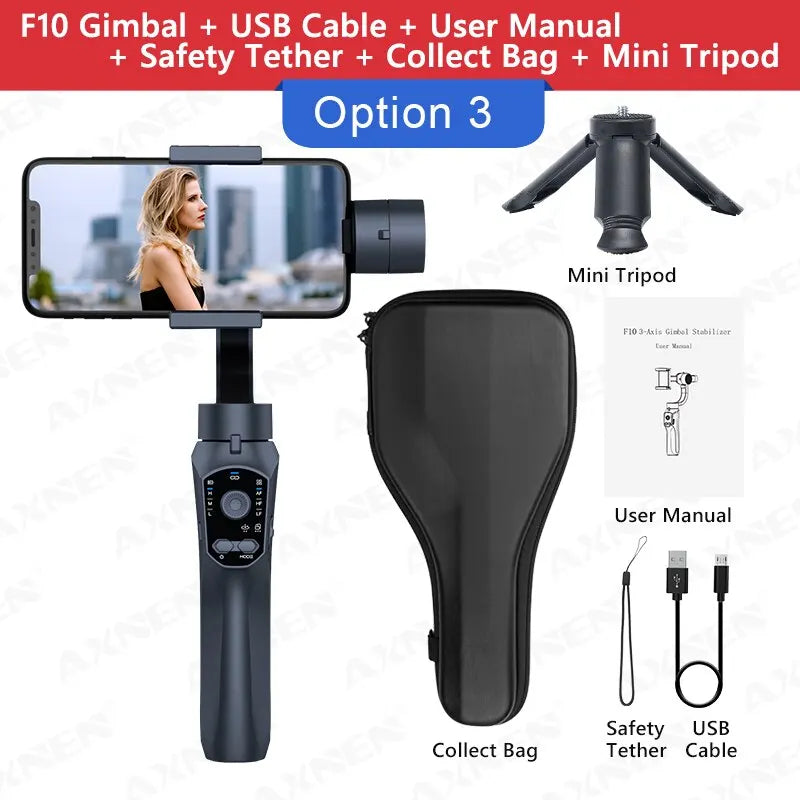 F10 3-Axis Handheld Gimbal Smartphone Stabilizer Cellphone Selfie Stick for Android Iphone Phone Vlog anti Shake Video Recording