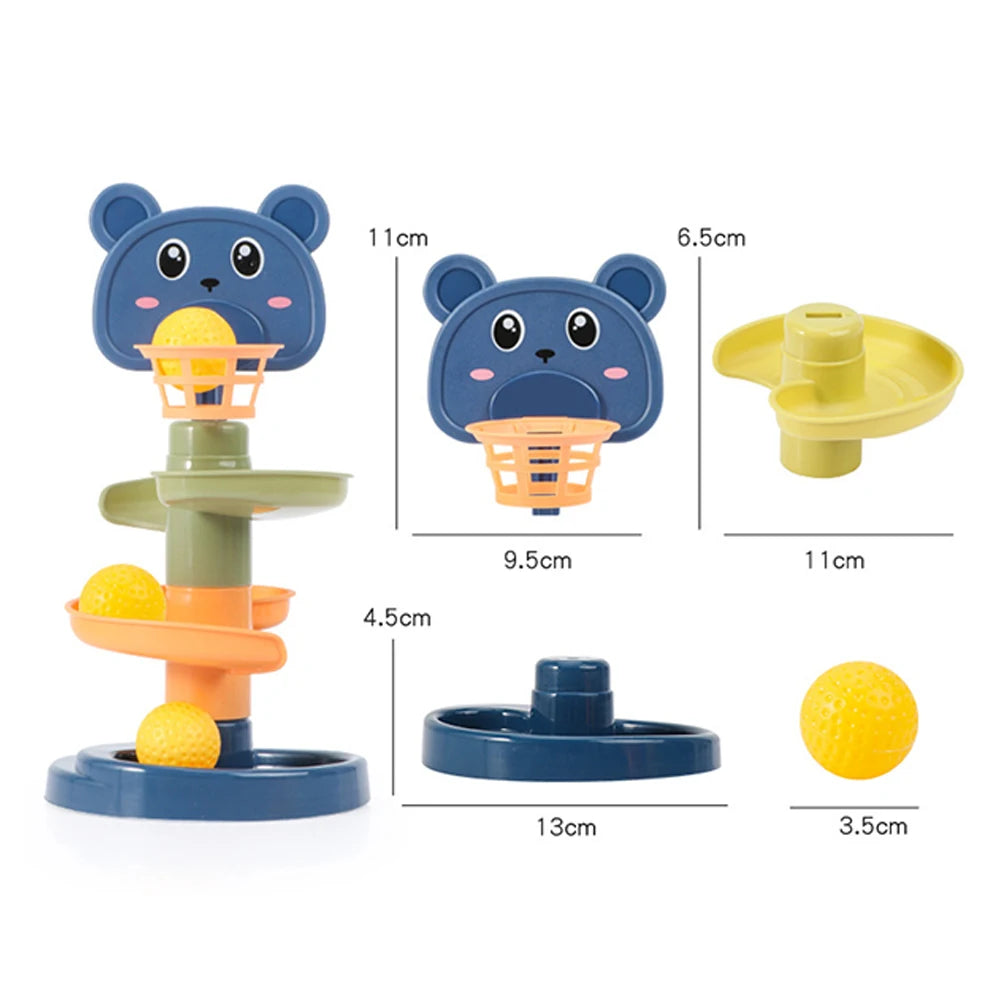 Montessori Baby Toys Rolling Ball Pile Tower Early Educational Toy for Babies Rotating Track Baby Gift Stacking Toy for Children