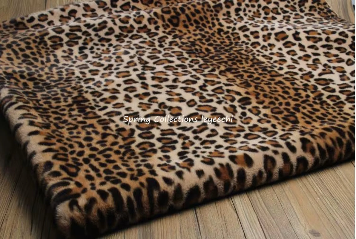 160*50Cm Imitation Rabbit Fur Print Leopard Tiger Pattern Pile1Cm Faux Fur Fabric,Cushion,Cosplay Vest ,Shawl Decoration Fabric