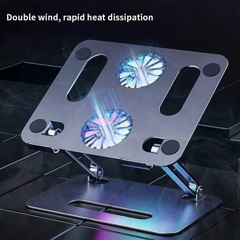 Foldable Laptop Tablet Stand with Cooling Fan Heat Dissipation Aluminum for Desktop Macbook Air Pro Stand Notebook Holder Cooler