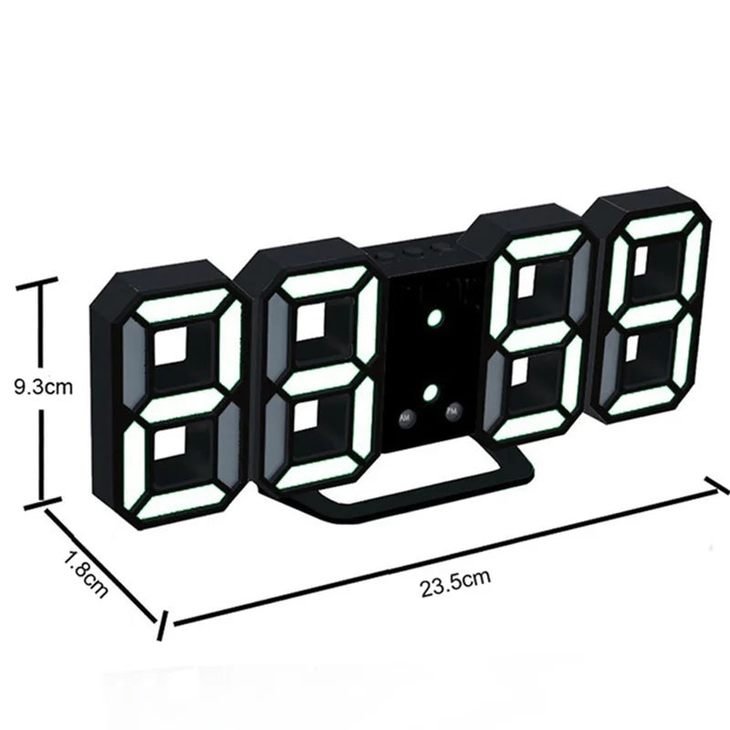 Digital Wall Clock 3D LED Date Time Celsius Nightlight Display Table Desktop Clocks Alarm Clock for Living Room Home Decoration