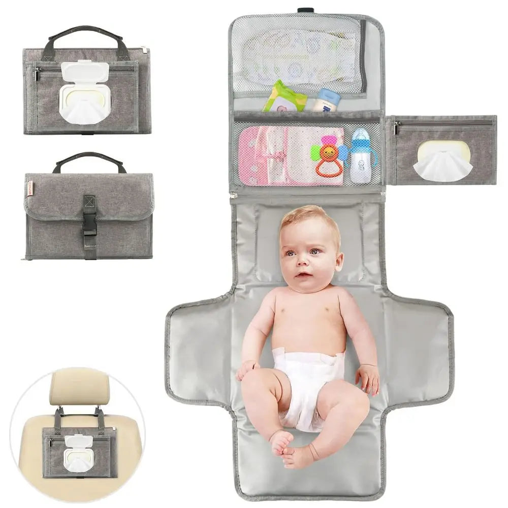 Portable Diaper Changing Pad Portable Baby Changing Pad with Pockets Waterproof Travel Diaper Changing Station Kit Baby Gifts