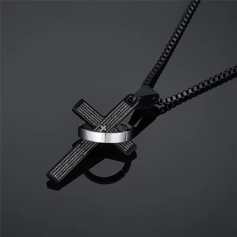 Fashion Female Cross Pendants Dropshipping Gold Black Color Stainless Steel Jesus Cross Pendant Necklace Jewelry for Men/Women