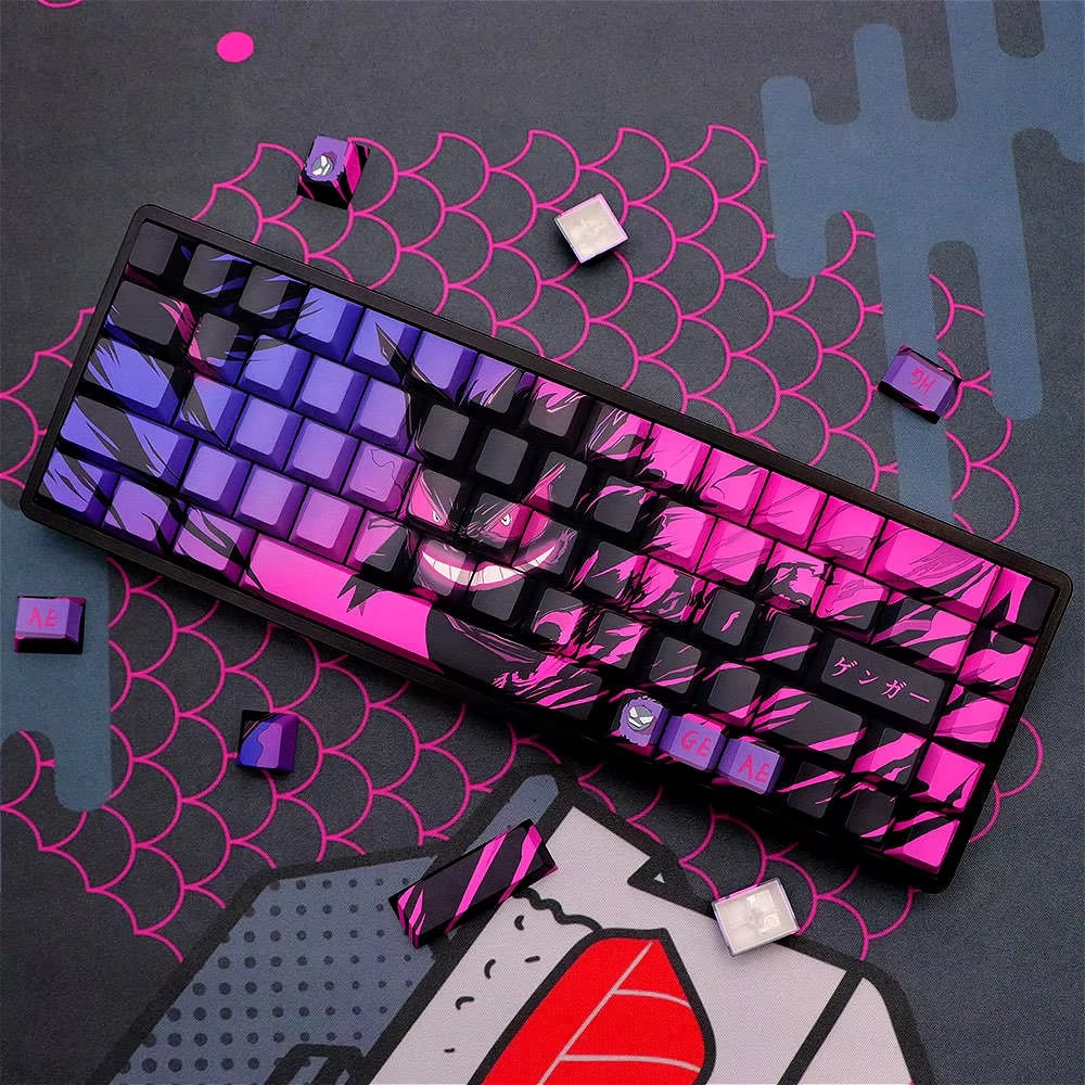 Anime Theme, Keycaps, Transparent PBT 136 Keys Cherry for MX Switches, Gaming Mechanical Keyboard