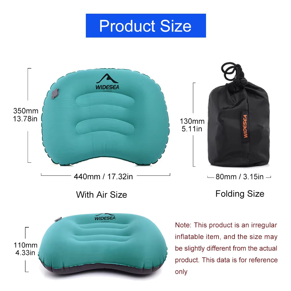 Portable Inflatable Pillow Camping Equipment Compressible Folding Air Cushion Outdoor Protective Tourism Sleeping Gear